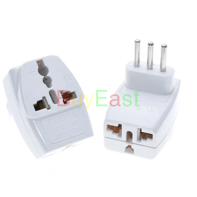 2 X Italian Uruguay Travel Plug Adapter Type L 3 Way Multi Port Outlet Convert GE/US/AU/UK/EU World AC100~250V 10A White | Обустройство