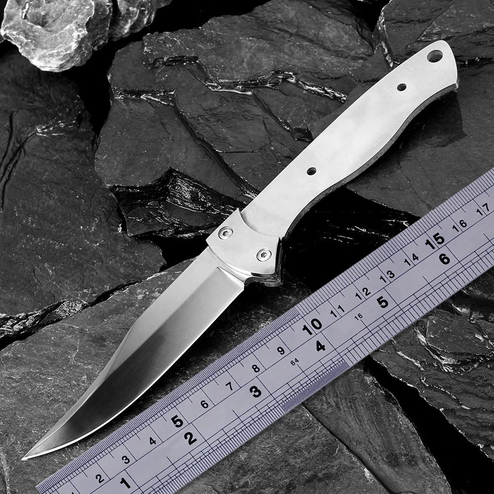 Comprar Cuchillo de acero inoxidable hoja en blanco material cuchillo que hace piezas de bricolaje cuchilla fija afilada cuchillo de caza herramientas de exterior DIY