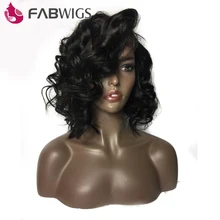 Fabwigs 180% плотность кружева передние человеческие волосы парики бразильские Remy Свободные волны короткие Боб человеческие волосы парики с детскими волосами