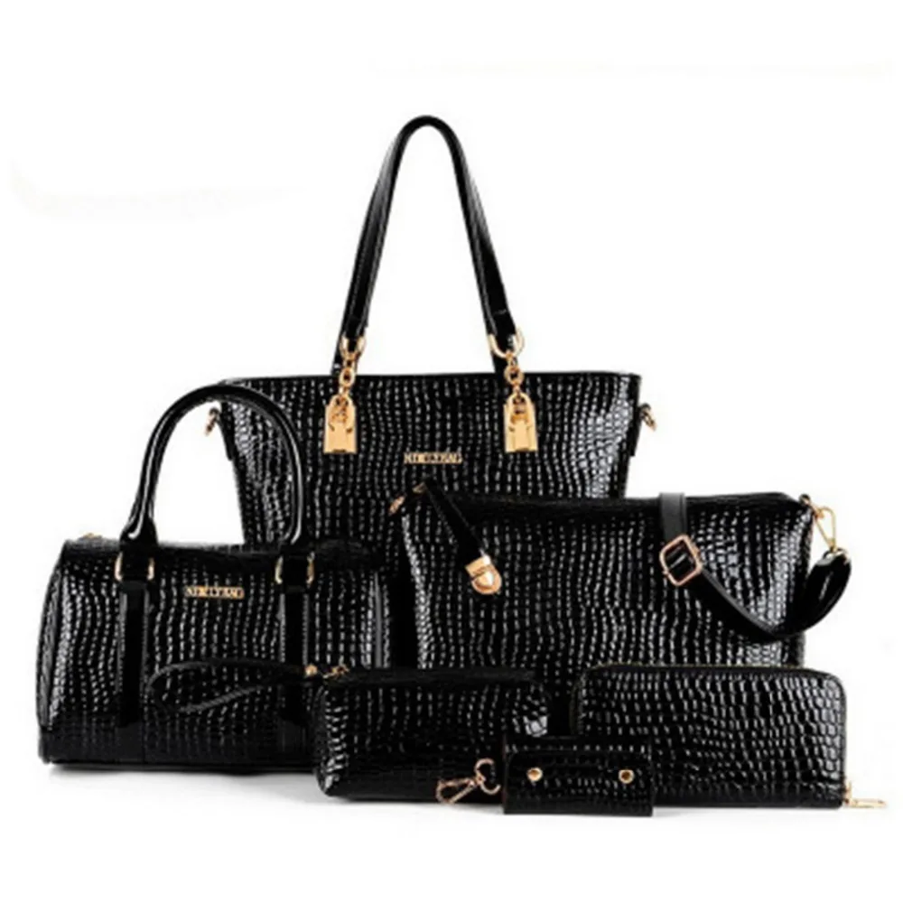 2018 New Women Bags Leather Handbags Fashion Shoulder Bag Female Purse High Quality 6-Piece Set Designer Brand Bolsa Feminina