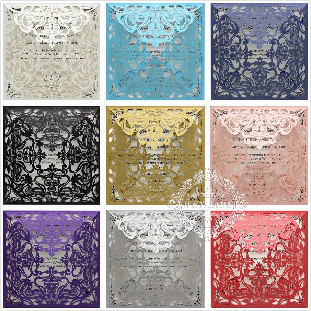 

50 * Laser Cut out Personalized Customized Wedding Invitations Cards With Inserts & Envelopes For Baby Shower / Sweet Sixteen