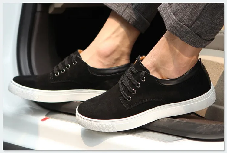 Модные мужские лоферы на платформе из натуральной кожи со шнуровкой, мужские кроссовки для скейтбординга, летняя стильная обувь, большие размеры(от 8 до 17 - Цвет: black