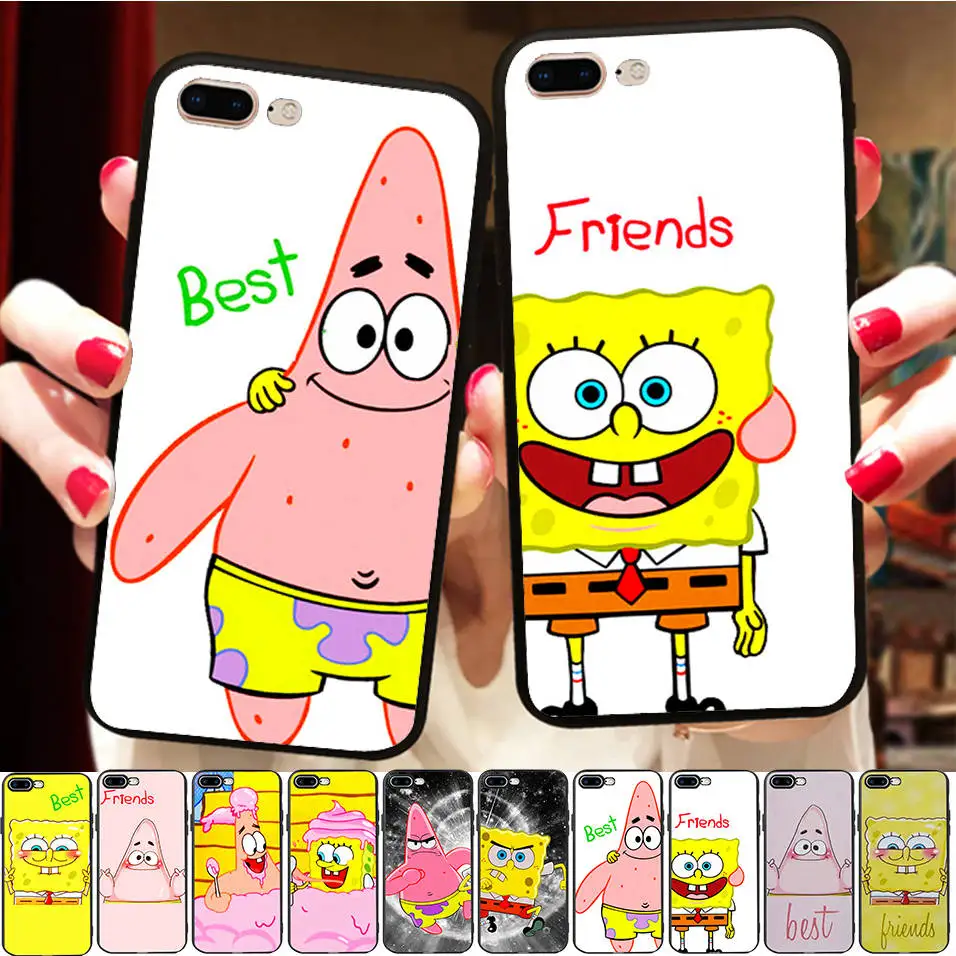 

Funny Soft Silicone Best Friends Case Cover For Xiaomi mi a1 a2 9 8 lite SpongeBob Patrick BFF Fundas Capinha Coque