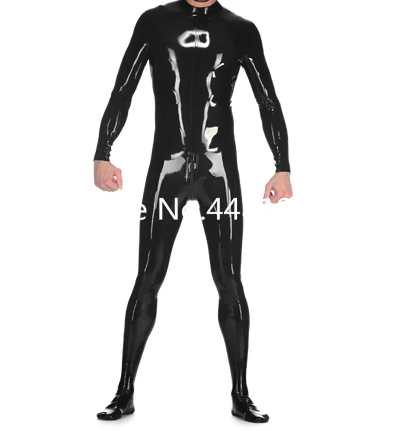 Латексный комбинезон с носками мужской латексный комбинезон с двумя способами молния сзади черный цвет размер штепсельной вилки