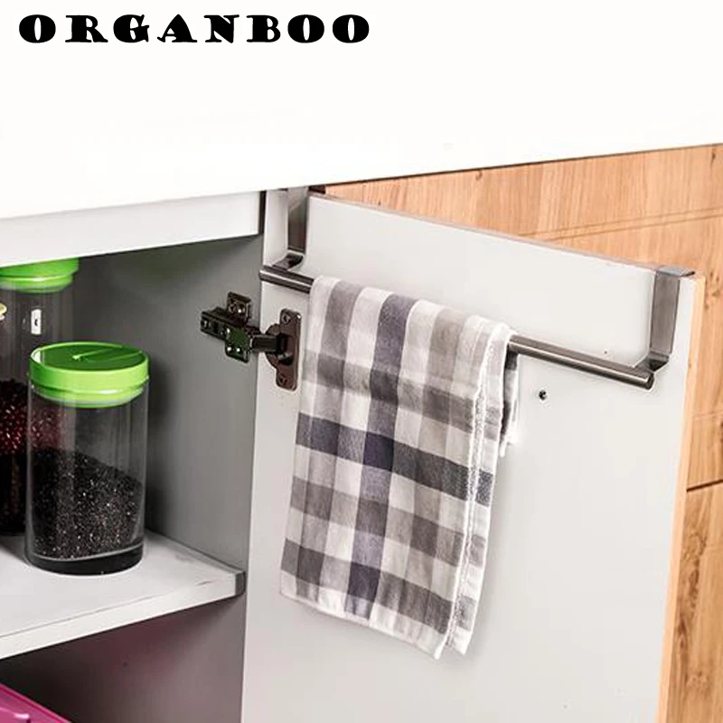 ORGANBOO 1 قطعة متعددة الوظائف الفولاذ المقاوم للصدأ هوك للتخزين رف منظم مطبخ منشفة شماعة القماش الرف 23*7*2.2 cm