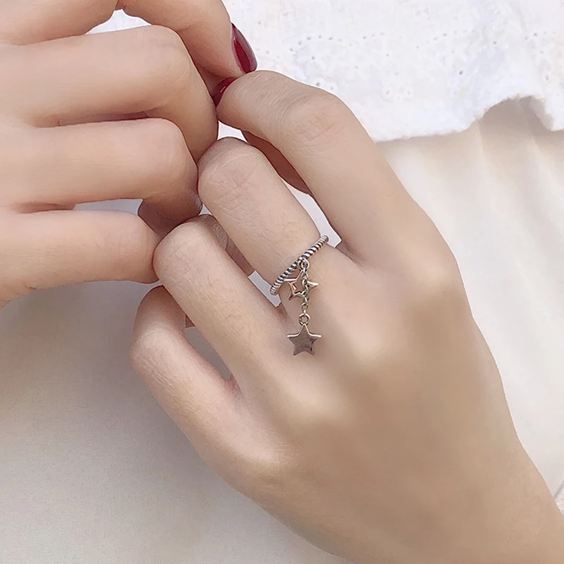 

Hengyi Star Tassel Adjustable 925 Sterling Silver Ring for Women Party Anniversary 925 Silver Jewelry