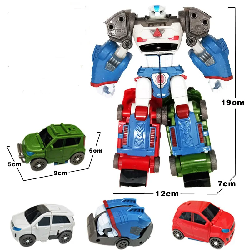 

Tobot 4 In 1 Transformation Action Figure Toys 4 Cars Merge Deformation 19cm Robot tobot Model Toys