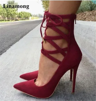 

2018 Sexy Women Sandals cross-tied Ankle Thin Heels Sandals leather Band Shoes simple and easy to walk