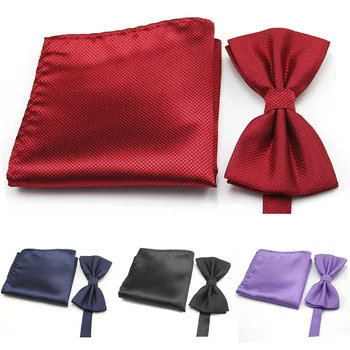 

Men Formal Plaids Pre-tied Bowtie Bow Tie Handkerchief Wedding Pocket Square Set XNTIE0005