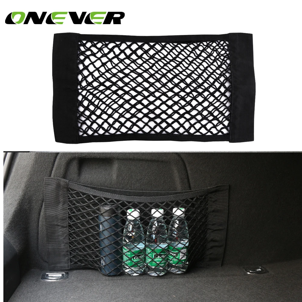 

Onever Car Trunk Box Storage Bag Mesh Net Bag 50cm*25CM Car Styling Luggage Holder Pocket Sticker Trunk Organizer
