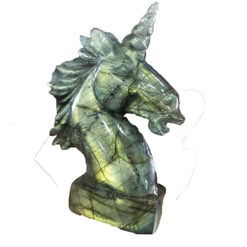 

Golden Labradorite Carving Unicorn Natural Crystal Carving Labradorite Skull Statue Ornament Sculpture Crafts