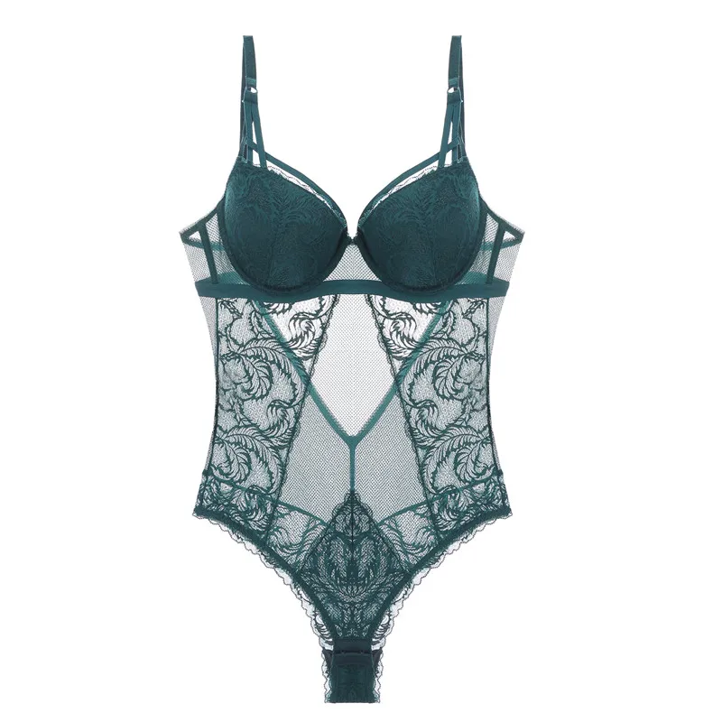 TERMEZY New High Elasticity Lingerie Lace Corset and Bustier Push Up Bra Sexy Lace Bustiers Charming Transparent Underwear Women