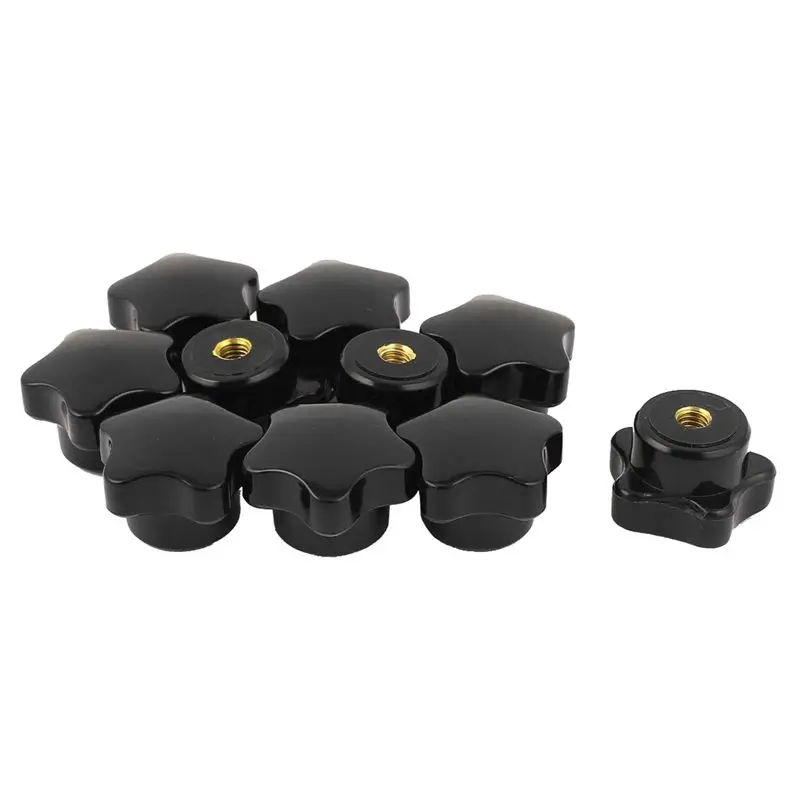 

M6 Female Thread 32mm Star Shaped Head Clamping Nuts Knob 10 Pcs