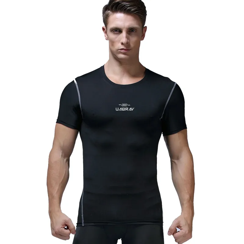 Fitness Quick Drying Mens T Shirts Short Sleeve Summer Compression Tee ...