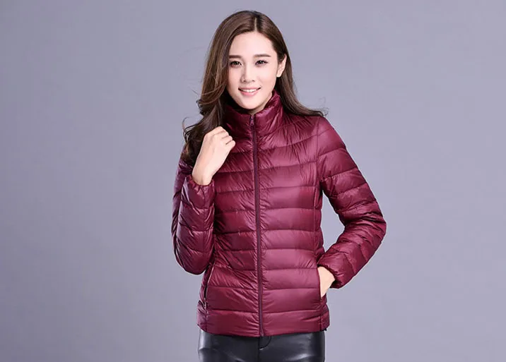 Женские осенние куртки размера плюс 5XL 6XL 7XL, женская тонкая верхняя одежда со стоячим воротником, легкие теплые женские повседневные пальто на 90% утином пуху