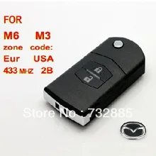 Высокое Качество для Mazda M6 M3 Флип Дистанционный Ключ 2 Кнопки 433 МГЦ (С 4D63) Оптом и В Розницу