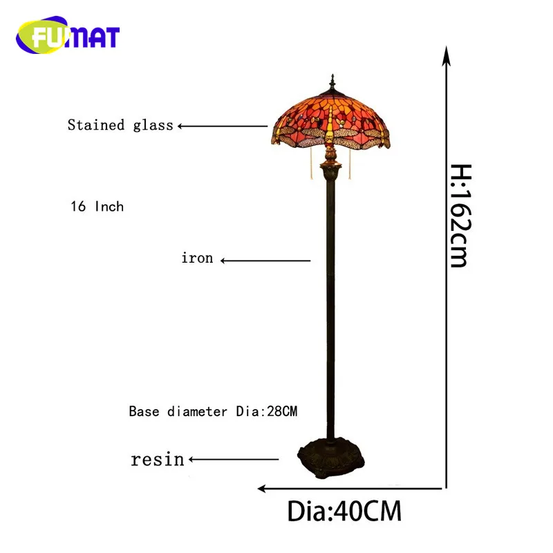 Фумат Европейский Креативный Ретро Витраж Тиффани Стрекоза гостиная ресторан спальня Вилла украшение Роза торшер