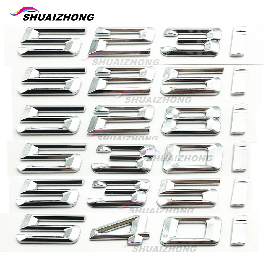 

1 set ABS Chrome car 3D logo for 523i 525i 528i 530i 535i 540i car rear bumper trunk emblem Badge Decal Number Letter 3D Sticker