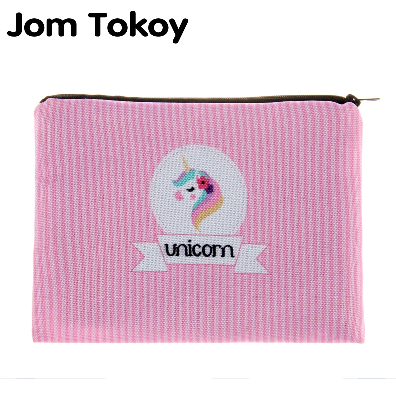 

Jom Tokoy Pink unicorn 3D Printing simple makeup bag neceser Cosmetic case women trousse de maquillage organizer pencil case