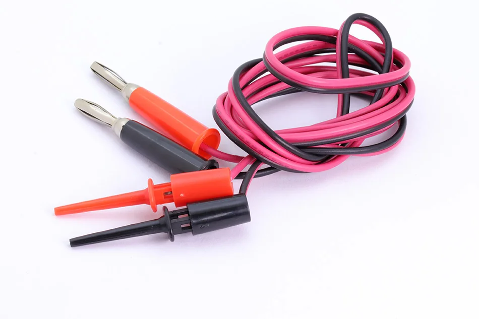 1pc 4mm Banana plug cable to Dual Big Hook Clip Test Probe Cable Leads Alligator clip black&red 1 meter long