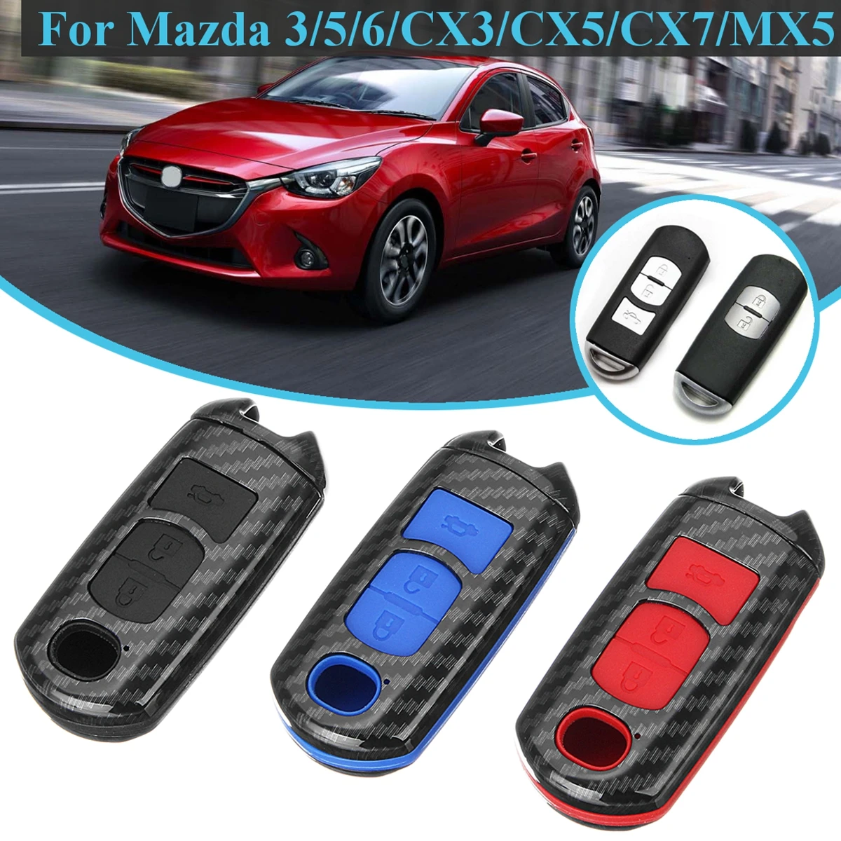 Carbon Fiber Remote Key Cover Fob Case Shell For Mazda 3 5 6 Cx5 Cx3 Cx7 Cx9 Parts Accessories Futablog Org