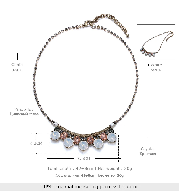 Rhinestone chain necklace collar eManco womens new summer arrivals opal crystal pendant choker NL13153