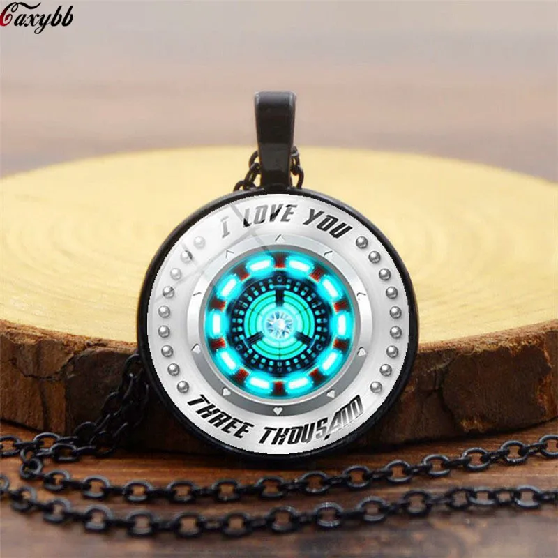 

New Marvel Iron Man Tony Stark Arc Reactor Necklace Glass Cabochon Pendant The Avengers 4 Endgame Quantum Realm Film Souvenir