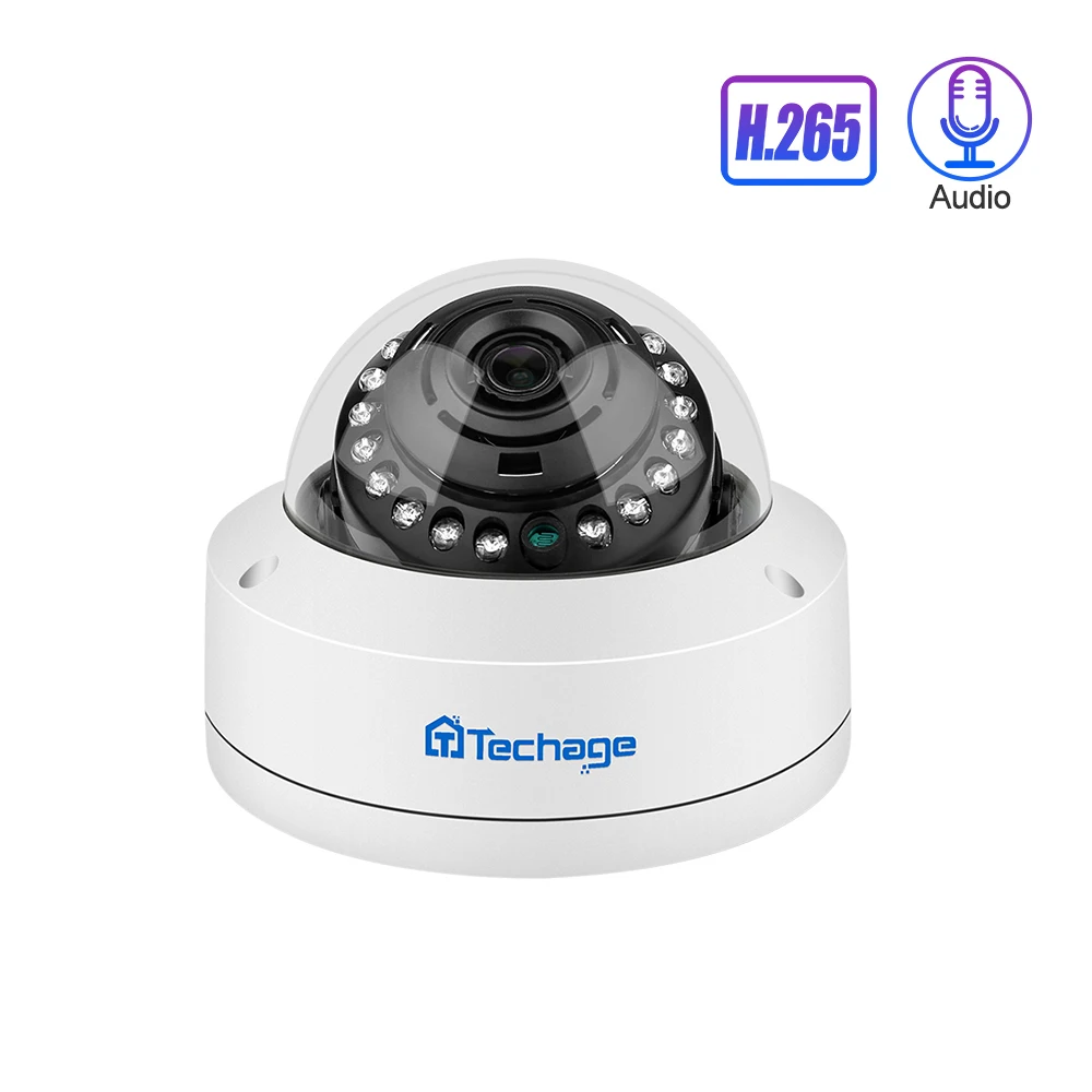 Techage 4MP 5MP 48V POE IP Camera H.265 Dome VandalProof Waterproof Audio Record P2P ONVIF Home CCTV Security Video Surveillance