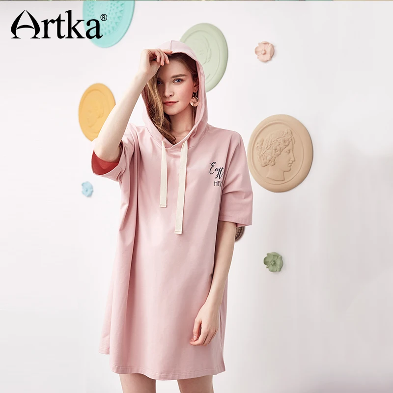 ARTKA 2018 лето новые женские повседневные светло-розовые с коротким рукавом