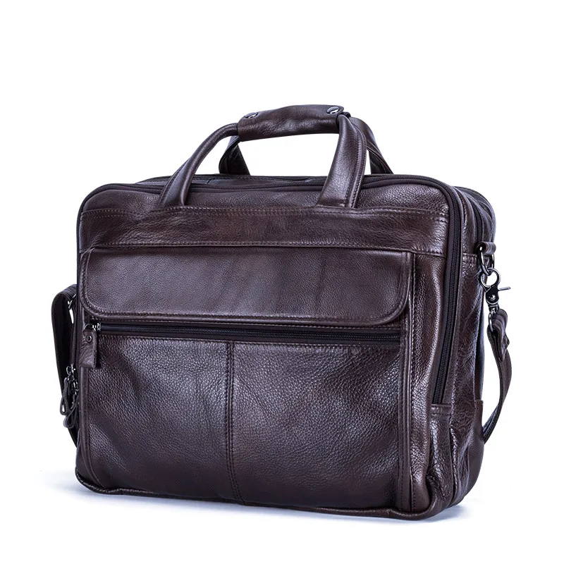

Vintage 100% Natural Genuine Leather Bag Big Volume 3 Layers Men Leather Handbag 15" Laptop Bag Briefcase Soft Cowskin Handbags
