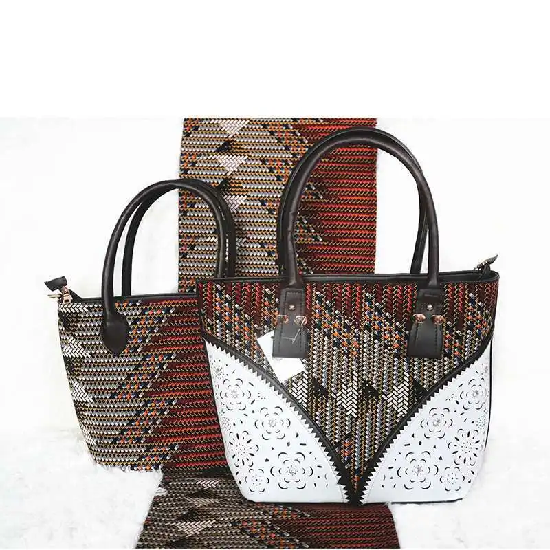 

white color 6yards hollandais real dutch wax fabric matching ankara bag sets veritable wax fashion popular for wedding part