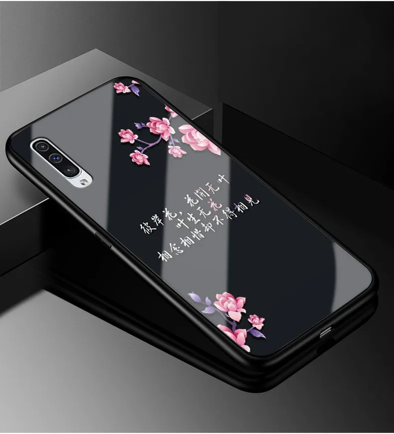 Для samsung Galaxy A50 чехол PC Пластиковый стеклянный чехол для телефона черный ТПУ бампер чехол для samsung Galaxy A50 A 50 A505F A505 чехол - Цвет: 18