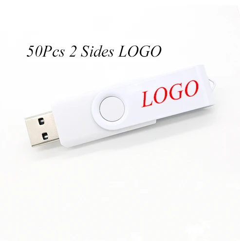 50 шт/лот Логотип Поворотный Белый USB флэш-накопитель memory stick 2 ГБ 4 ГБ 8 ГБ 16 ГБ 32 ГБ - Цвет: 2 Side Logo