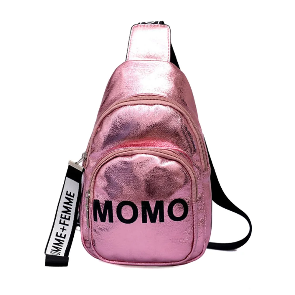 1 шт Стильная Женская поясная сумка PU MOMO печатная одноцветная нагрудная сумка для спорта на открытом воздухе Лучшая-WT - Цвет: Розовый
