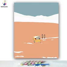 DIY цвета картины по номерам с цветами пустынный автомобиль пейзаж Картина Рисунок Живопись по номерам Обрамленный дом