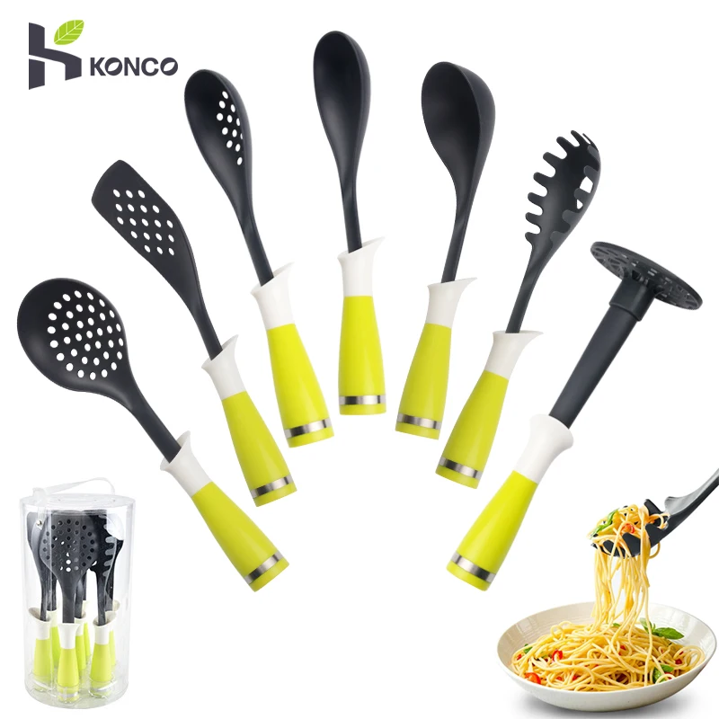 

Konco Non-stick Nylon Cooking Tool Set 7 Pics kitchen utensil set Colander Spoon Spatula Pasta Spaghetti Ladle With Organizer