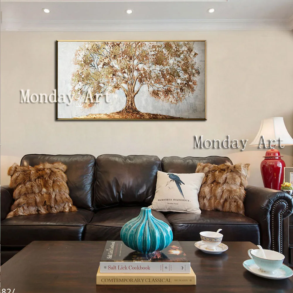 SS Unique-Hand-Painted-Canvas-Oil-Painting-Abstract-gold-tree-oil-painting-Wall-art-Pictures-for-Living (2)
