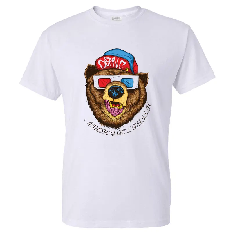 Mens Graphic Tees Gildan Cartoon Bear Streetwear Short Men Crew Neck