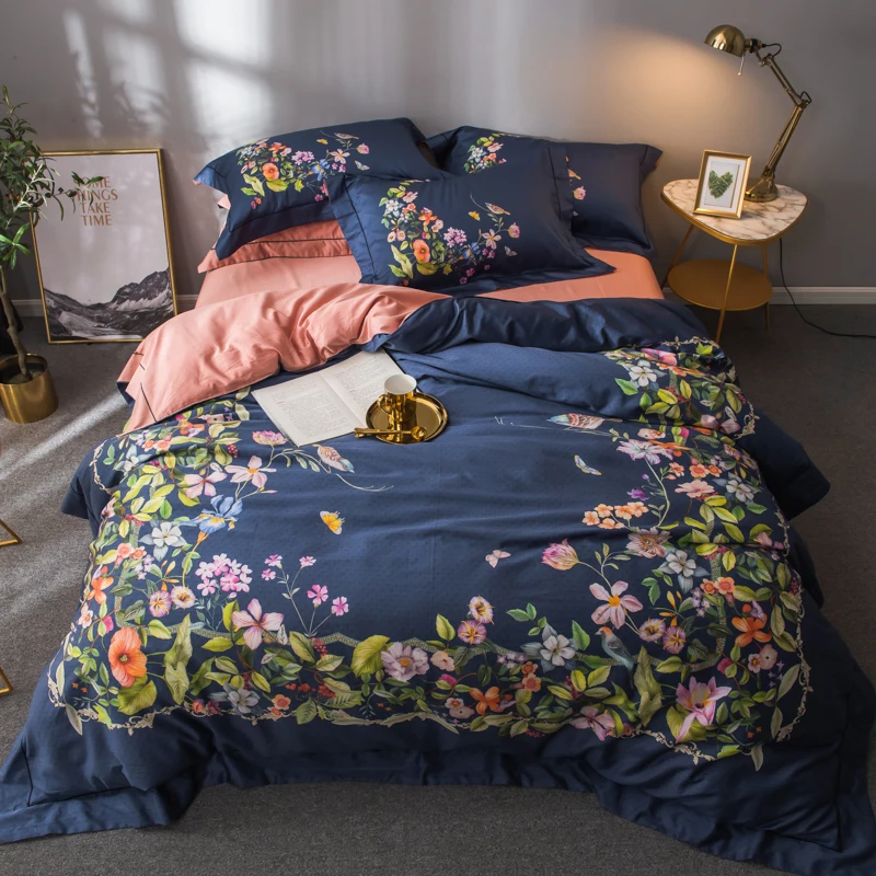 

New Pastoral style Duvet Cover Set 4pcs Bed Set egyptian cotton Bed Linen Bedclothes Bedding Sets king Queen Size
