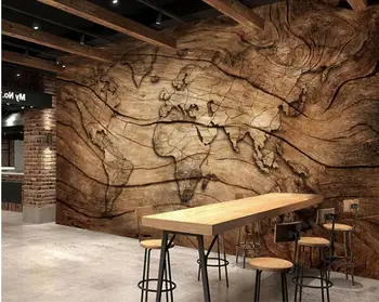 

Custom wallpaper vintage wood grain world map background wall living room bedroom TV background mural 3d wallpaper