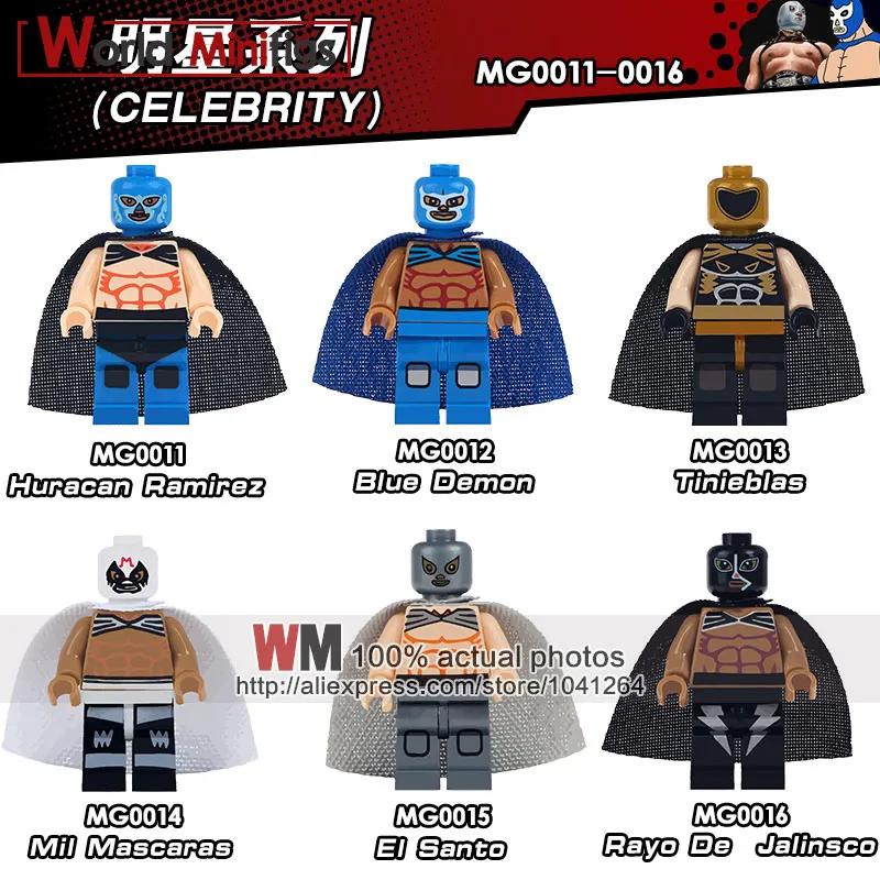 

Single Building Blocks El Santo Blue Demon Super Hero Mexico Fighter Huracan Ramir Tinieblas Collection Children Toy