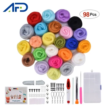 

DIY Wool Felt Animals Flowers 24 Colors Wools Needles Felting Kit DIY Animal Wolvilt Craft Kits Tools Felt Toys Making Handcraft