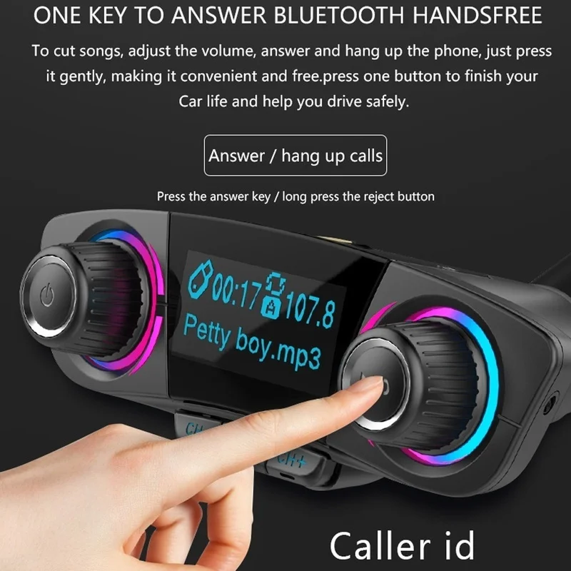  SRUIK Bluetooth FM Transmitter Car MP3 Player Hands-Free Car Kit Wireless Radio Audio Adapter with 