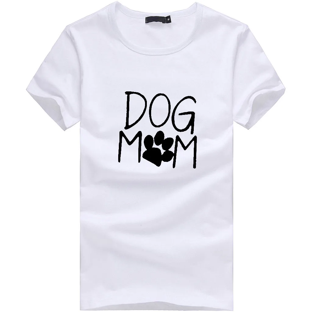 CHAMSGEND/футболка с принтом собаки и мамы; женские футболки; повседневные Забавные футболки для женщин и девочек; топ; хипстер; женские свободные топы с круглым вырезом; 3. Jan3 - Цвет: White