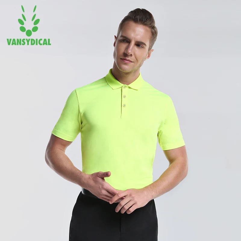 Vansydical العلامة التجارية التجفيف السريع قمصان غولف للرجال المألوف تي شيرت قصيرة الأكمام قميص بولو ل الرياضة في الهواء الطلق