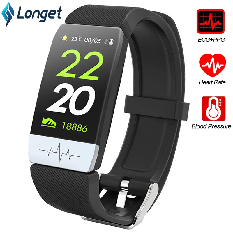 

Longet Q1S Smart Bracelet ECG+PPG Sleep Monitor Fitness Tracker Blood Pressure Waterproof Smart Band Watch Weather for Sport