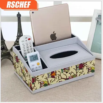 

Multifunctional leather tissue box creative living room coffee table remote control storage box household pumping tray meal