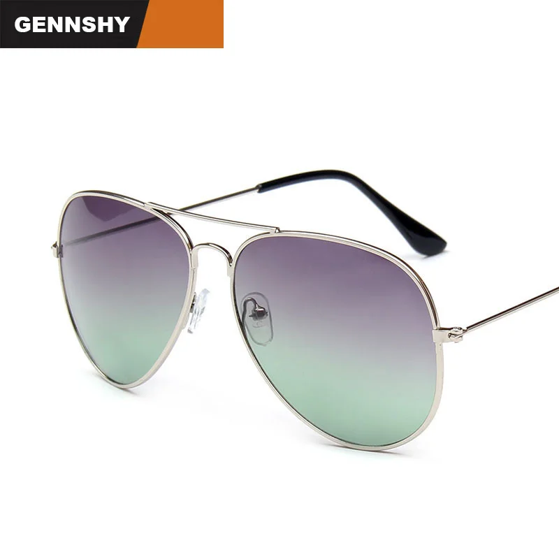 

Fashion Metal Sunglasses Man Vintage Brand Design Pilot Sunglasses Double Bridge Silver Frame Blue Grey Ocean Lenses Driving