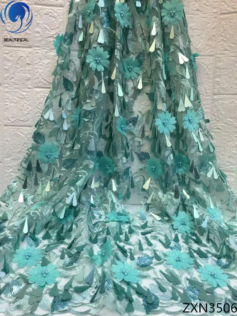 

BEAUTIFICAL 3d sequin lace fabric african 3d lace fabric 2018 high quality lace for wedding dresses wholesale cheap price ZXN35