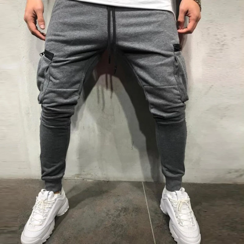 

2019 Gym Joggers Men Pockets Training Pants Running Sport Trousers Workout Skinny Bodybuiding Jogging Sports Wear